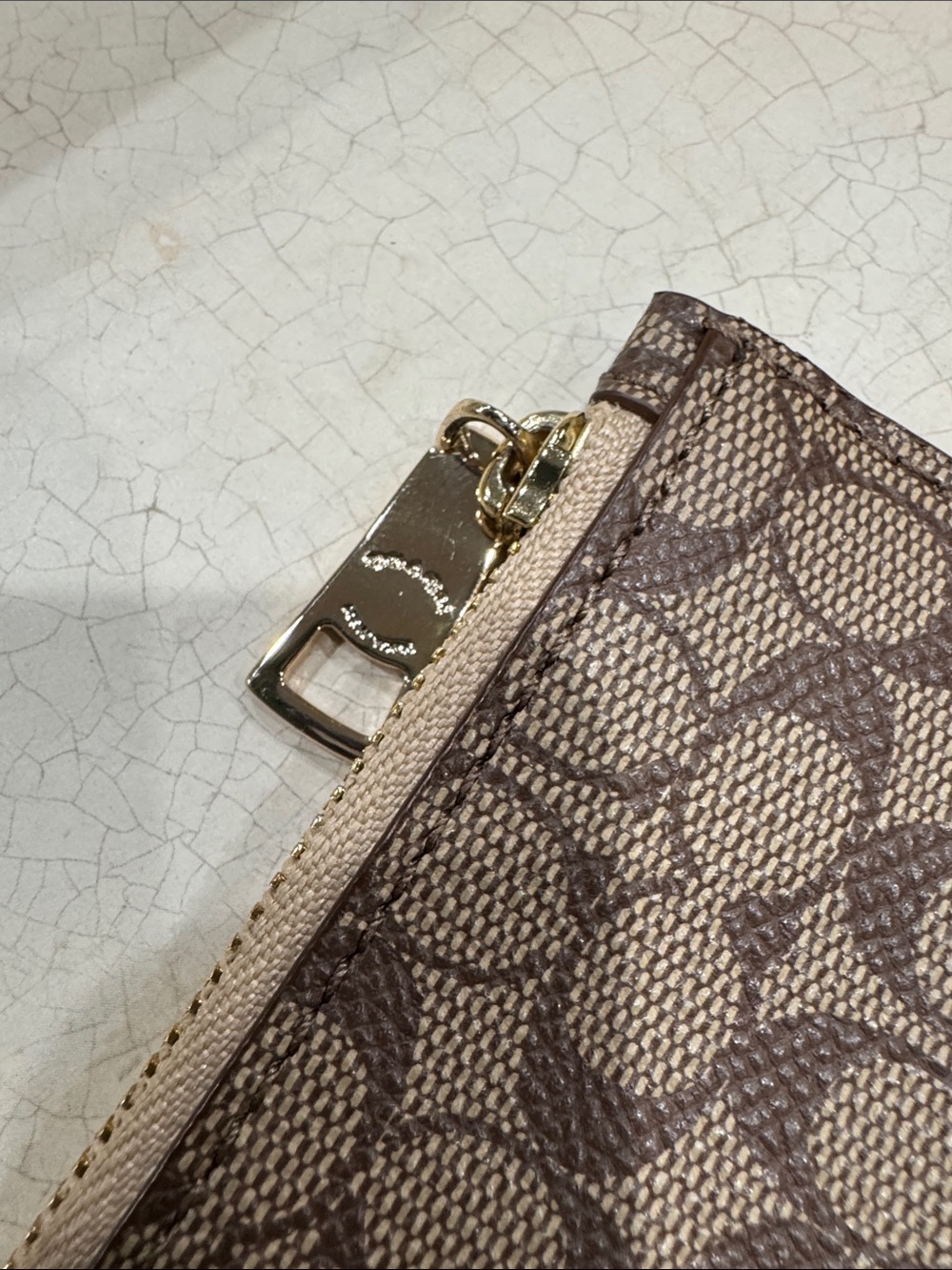 Coach Brown Signature Monogram Long Zip Pouch - Picture 3 of 6